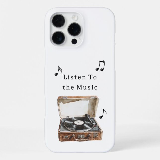 Funda Para iPhone Notas musicales de tocadiscos (Reverso )