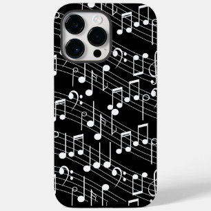 Funda Para iPhone 14 Pro Max Notas musicales en blanco y negro y líneas de pers