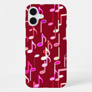Funda Para iPhone 16 Plus Notas musicales impresas - burdeos, multi