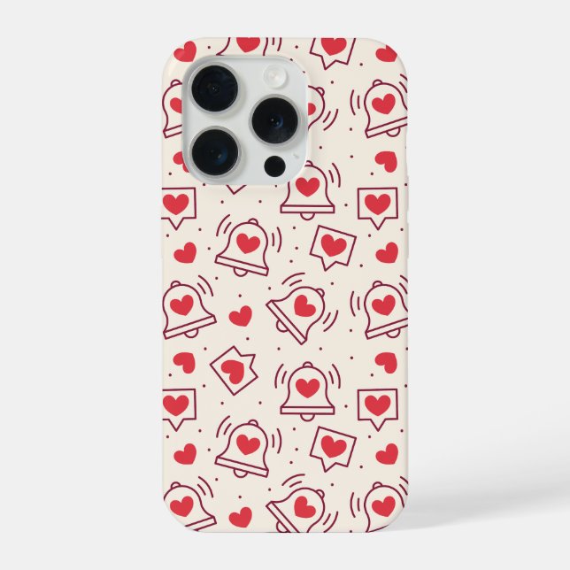 Funda Para iPhone Notification Heart Bell Burgundy Red Love Pattern (Reverso )