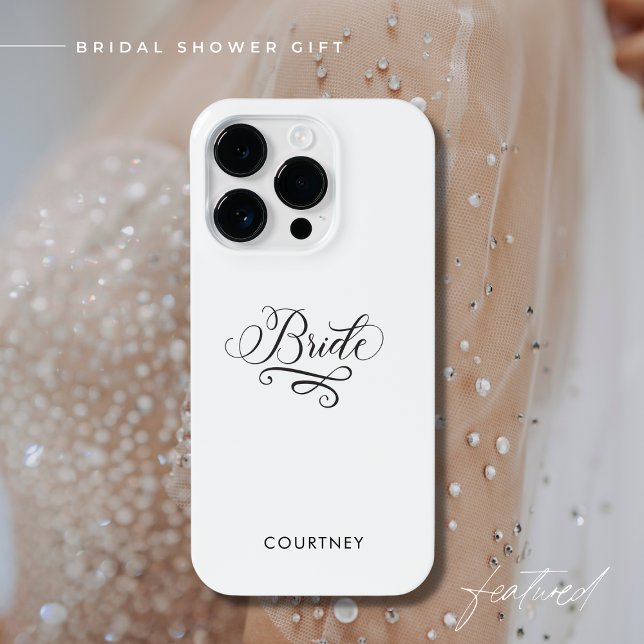 Funda Para iPhone Novia Elegante Caligrafía Negra y Blanca (Subido por el creador)