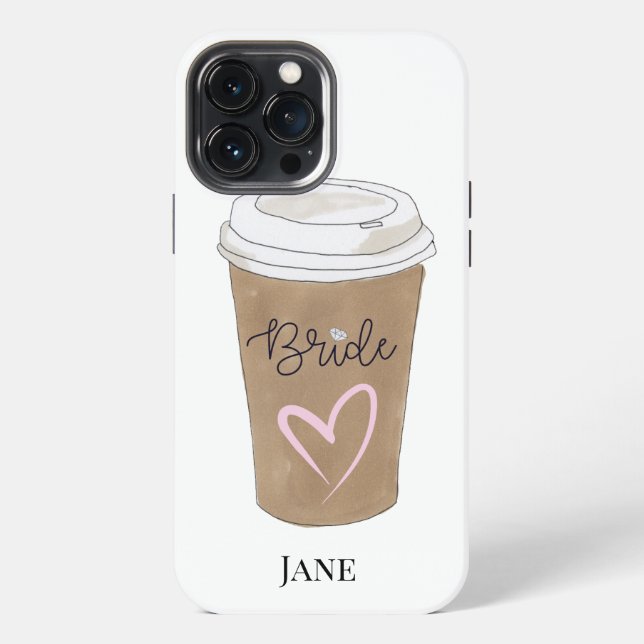 Funda Para iPhone Novia Script Café Corazón Moderno (Reverso )