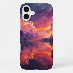 Funda Para iPhone 16 Plus Nubes surrealistas brillantes del atardecer reflej