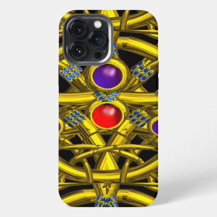FUNDA PARA iPhone 13 PRO MAX NUDOS CELTAS ABSTRACTOS EN ORO CON PIEDRAS PRECIOS