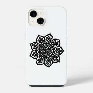 Funda Para iPhone 14 NUDOS CÉLTICOS GÓTICOS SOL Negro Blanco