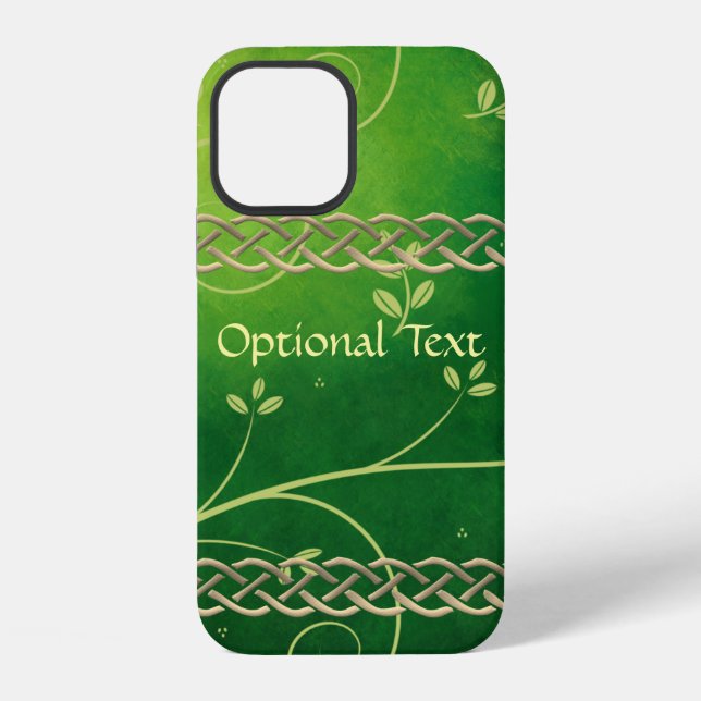 Funda Para iPhone Nudos y hojas verdes celtas (Reverso )