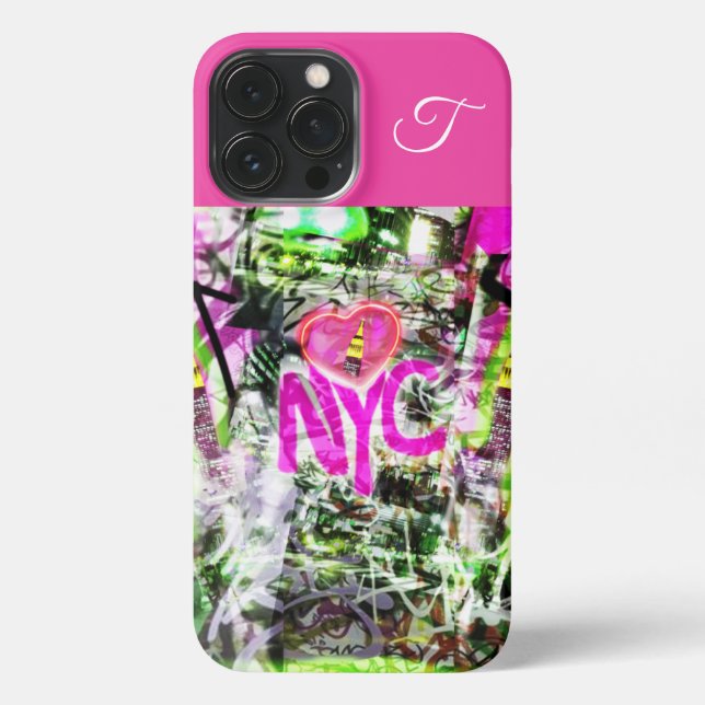 Funda Para iPhone NYC Graffiti pop personalizado inicial de la ciuda (Reverso )