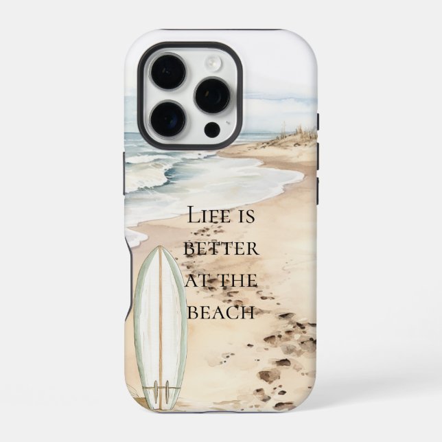 Funda Para iPhone Ocean Beach Surfboard  (Reverso )