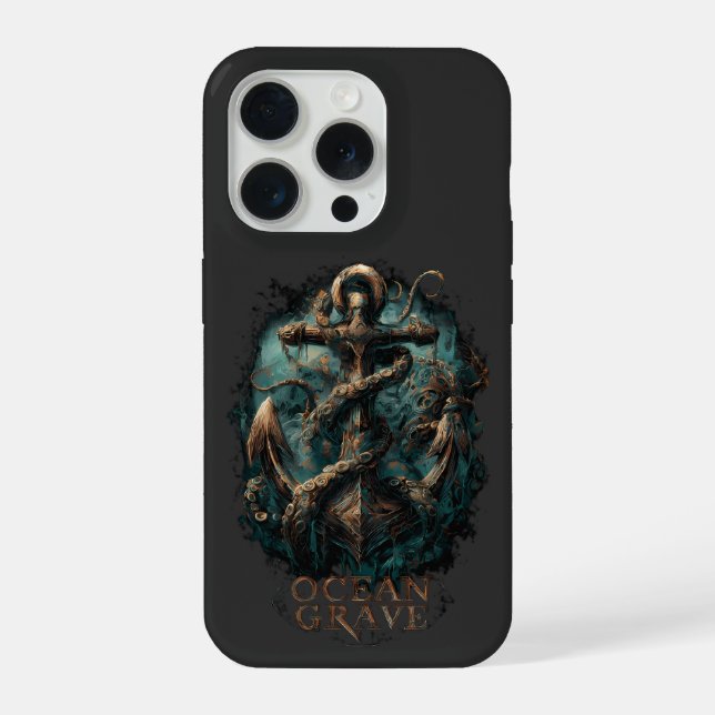 Funda Para iPhone Ocean Grave Kraken Anchor Dark Fantasy (Reverso )