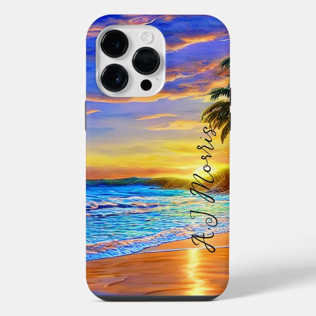 Funda Para iPhone Océano azul turquesa Sunset (Reverso )