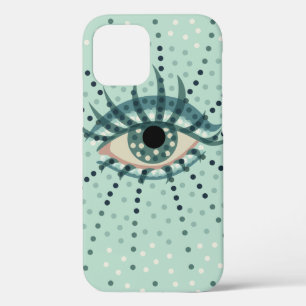 Funda Para iPhone 12 Ojo azul raro con puntos Arte abstracto psicodélic