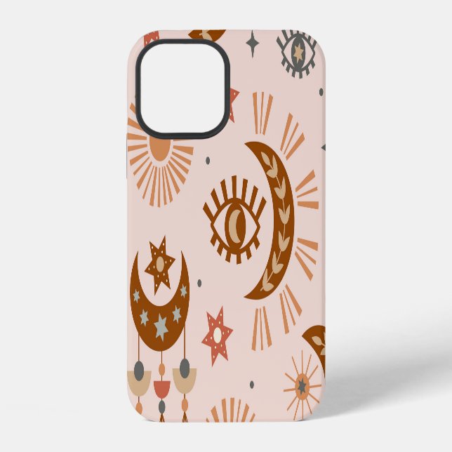 Funda Para iPhone Ojo celestial, patrón de luna, sol. (Reverso )