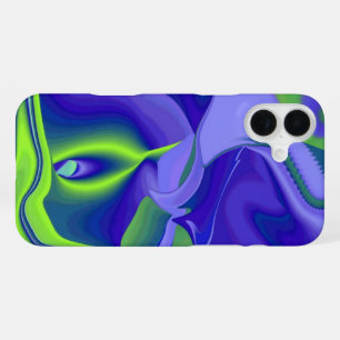 Funda Para iPhone 16 Plus Ojo malvado , Resumen 3D en púrpura azul verde