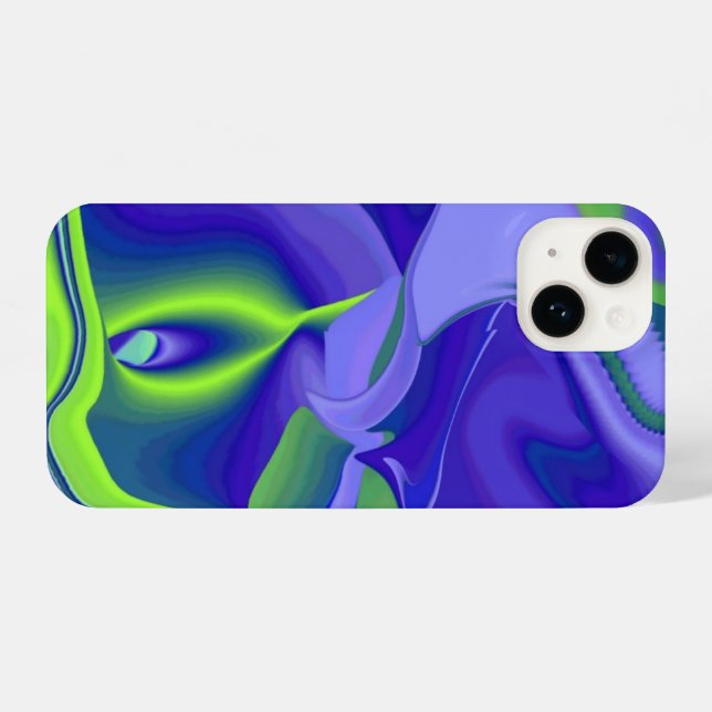 Funda Para iPhone Ojo malvado , Resumen 3D en púrpura azul verde (Reverso Horizontal)