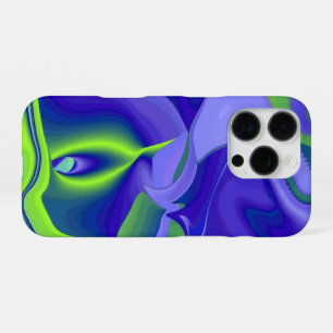 Funda Para iPhone 16 Pro Ojo malvado , Resumen 3D en púrpura azul verde