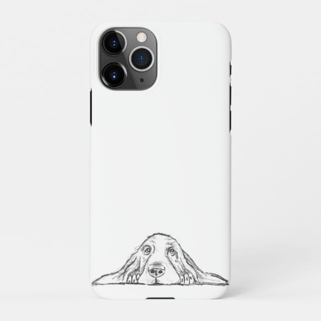 Funda Para iPhone ojos de perrito simple blanco negro (Reverso)