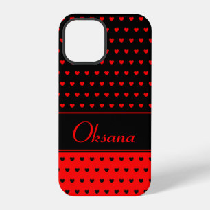 Funda Para iPhone 12 Pro Oksana - Plantilla de nombre, elegante negro y roj
