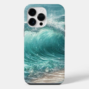 Funda Para iPhone 14 Pro Max Ola Azul Bonita con Destellos