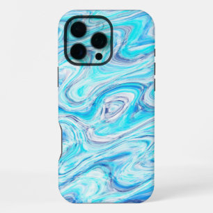 Funda Para iPhone 16 Pro Max Ola azul de mármol de textura líquida abstracta
