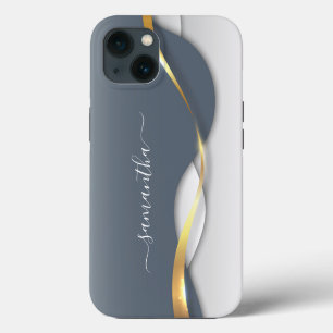 Ola de Monograma Dorado Caligrafía con aspecto met