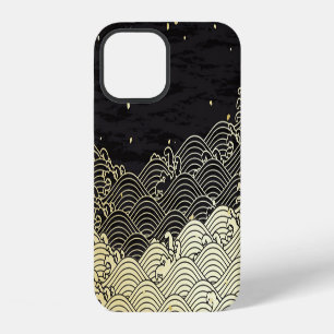 Funda Para iPhone 12 Ola dorada, textura similar al papel.