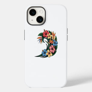 Funda Para iPhone 14 Ola tropical de flores Ilustracion