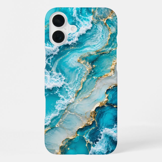 Funda Para iPhone Olas abstractas de la laguna turquesa (Reverso )