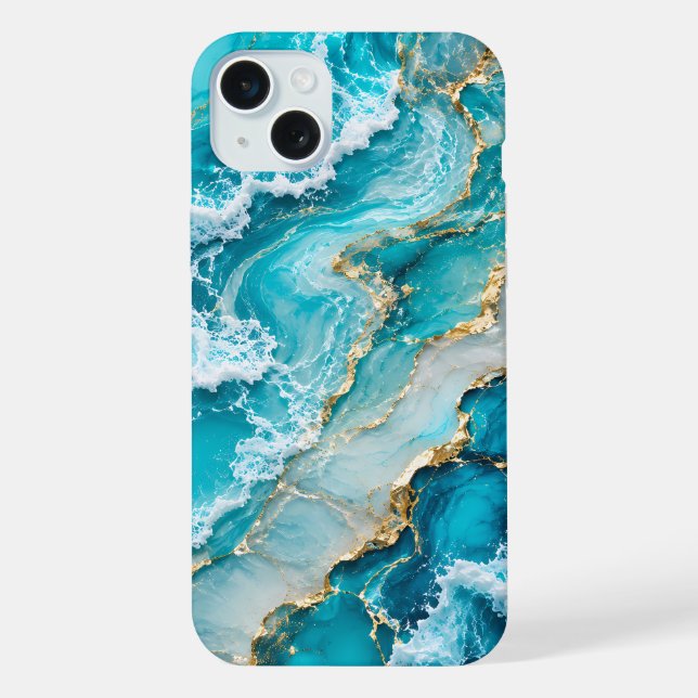 Funda Para iPhone Olas abstractas de la laguna turquesa (Reverso )