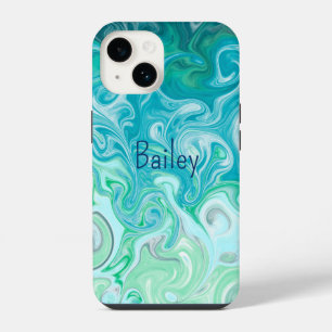 Funda Para iPhone 14 Olas azules y verdes personalizadas