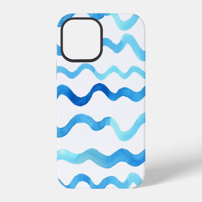 Funda Para iPhone Olas de acuarela: azul turquesa sin fisuras. (Reverso )
