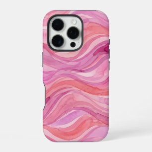Funda Para iPhone 16 Pro Olas de acuarela rosadas