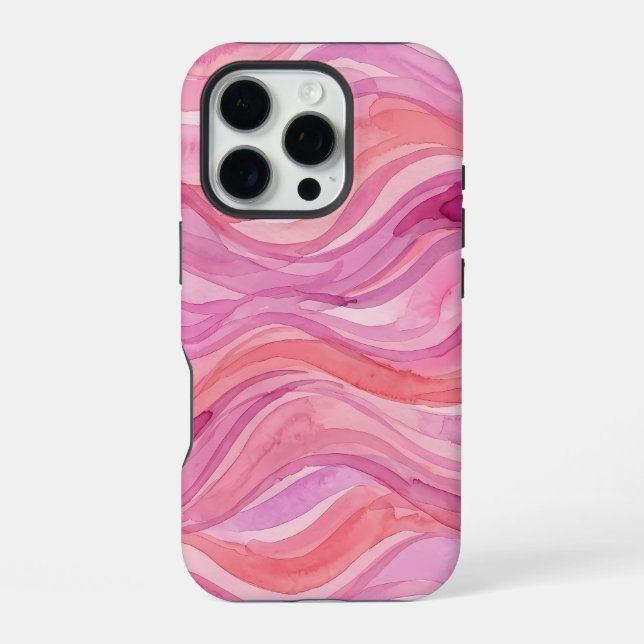 Funda Para iPhone Olas de acuarela rosadas (Reverso )