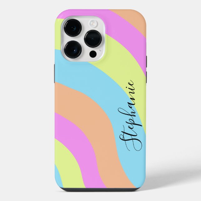 Funda Para iPhone Olas de Arcoíris Pastel (Reverso )