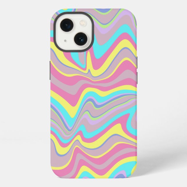 Funda Para iPhone Olas de Liquify de Pastel (Reverso )