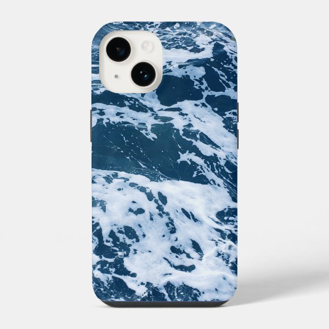 Funda Para iPhone Olas de océano azul melancólicas (Reverso )