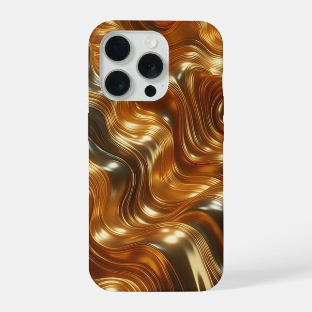 Funda Para iPhone Olas de oro líquido de lujo: fluido metálico sin f (Reverso )