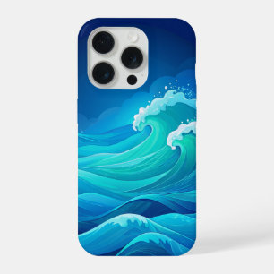Olas del Océano Arte de Mar Azul Turquesa Navy