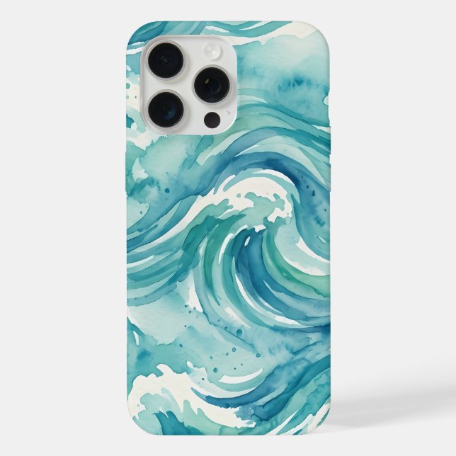 Funda Para iPhone Olas del Océano Costero Acuarela (Reverso )
