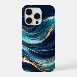 Olas del océano elegantes con acentos dorados
