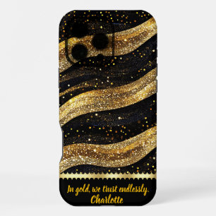 Funda Para iPhone 16 Pro Max Olas doradas brillan en una noche oscura