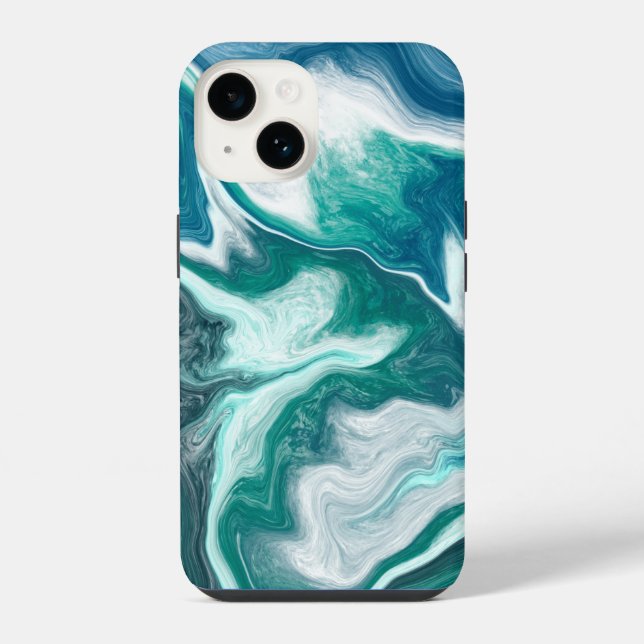 Funda Para iPhone Olas playeras turquesa y verde teñido (Reverso )