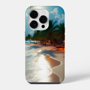 Funda Para iPhone 14 Pro Olas tropicales Playa azul cielo nublado