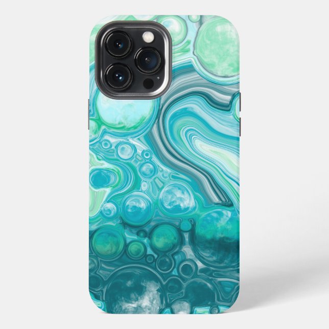 Funda Para iPhone Olas y burbujas de mar azul turquesa    (Reverso )