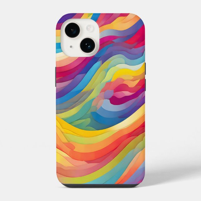 Funda Para iPhone Ondas arco iris (Reverso )
