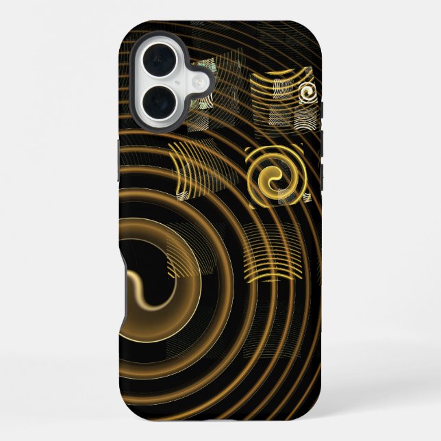 Funda Para iPhone Ondas Doradas Hipnóticas Arte Abstracto Moderno (Reverso )