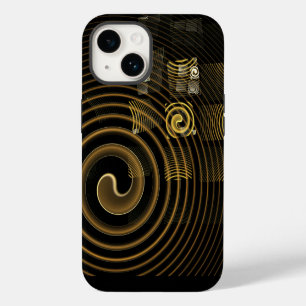 Funda Para iPhone 14 Ondas Doradas Hipnóticas Arte Abstracto Moderno