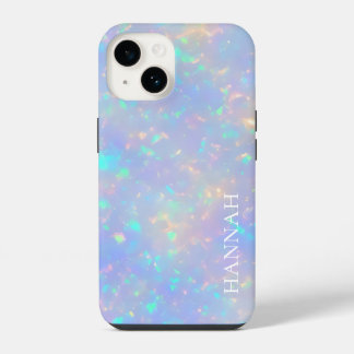 Funda Para iPhone 14 Ópalo Falso Irisado con Nombre Personalizable