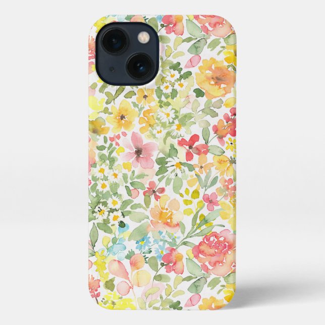 Funda Para iPhone Optimismo - acuarela vívida floral (Reverso )