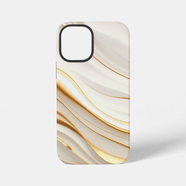 Funda Para iPhone "Opulent Gold and Cream Marble Swirls" (Reverso )