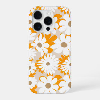 Funda Para iPhone 16 Pro Orange and white floral pattern features daisies